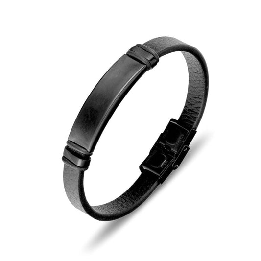 Blaze Stainless steel men's leather bracelet - Cobbler Rd