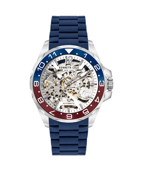 Kenneth Cole Automatic Watch-Red and Blue Frame-Blue Band