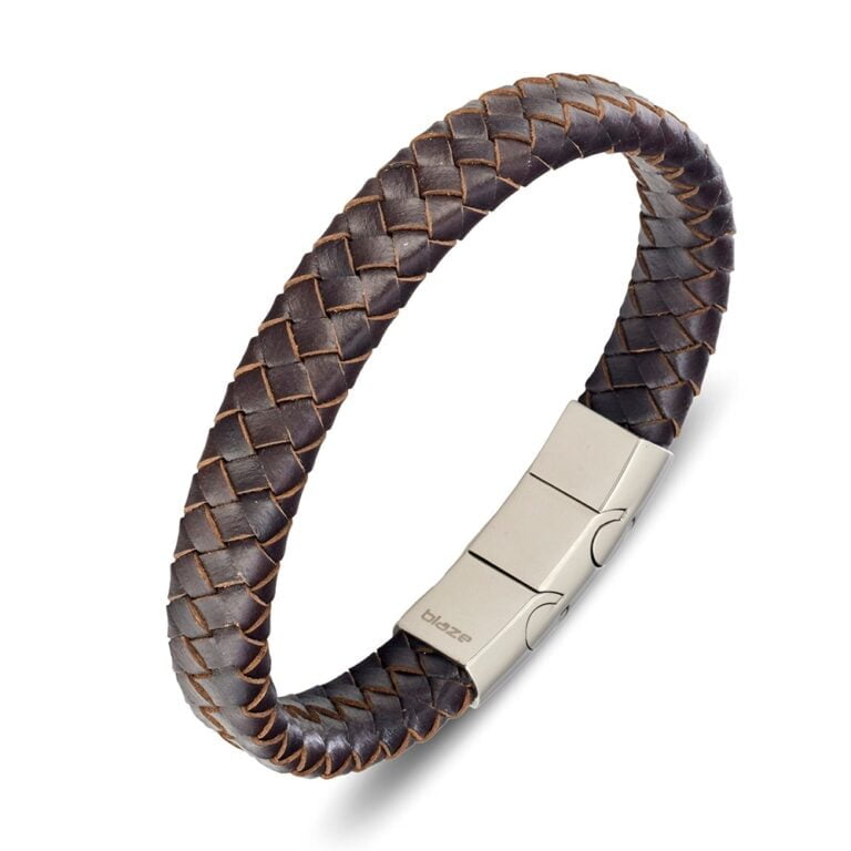 Blaze Stainless steel men's leather bracelet - Cobbler Rd