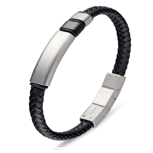 Blaze Stainless steel men's leather bracelet - Cobbler Rd