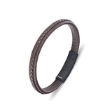 Blaze Stainless steel men's leather bracelet - Cobbler Rd