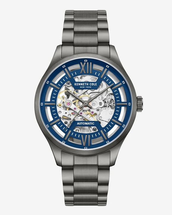 Kenneth Cole Automatic Watch-Blue Dial-Stainless Steel Bracelet-Laser Crystal Lens