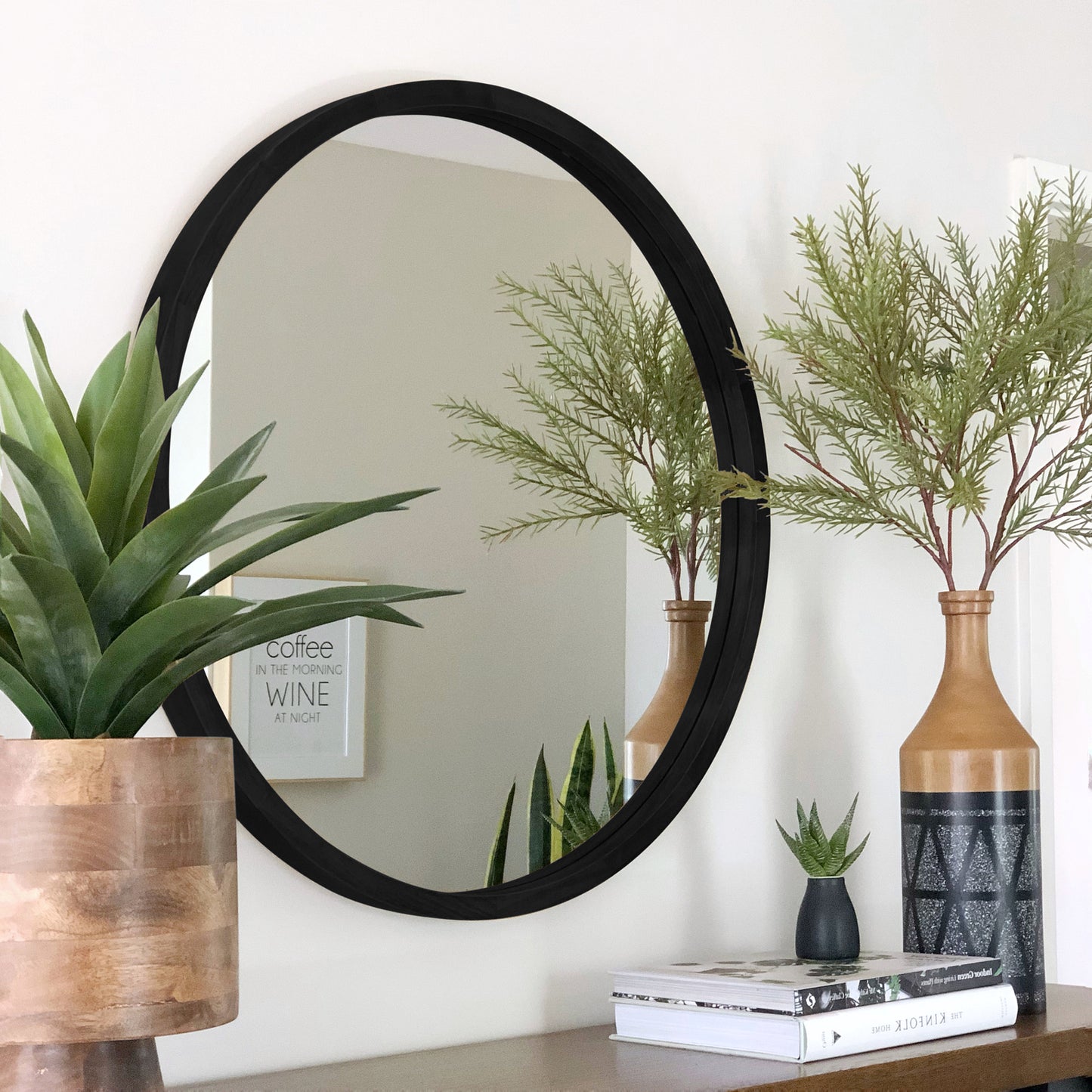 TINA 95cm black Wood Solid Mirror