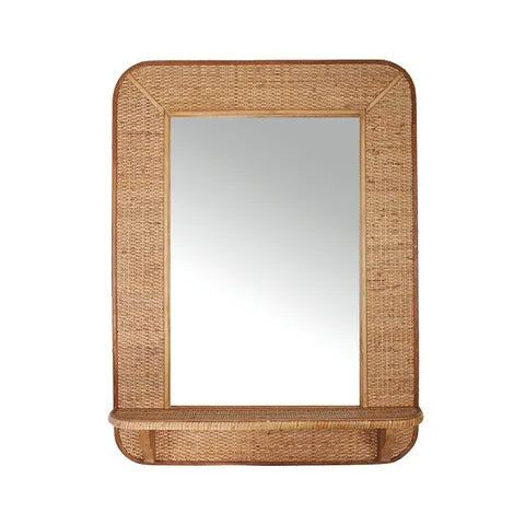 Teuila Rattan Mirror with Shelf 60x81cm