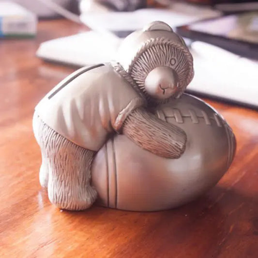 Bear Hugging a Football Money Box