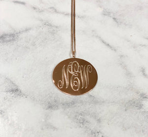 Rose gold plated sterling silver 30mm pendant