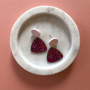 Rural vogue earrings - pink leopard #2