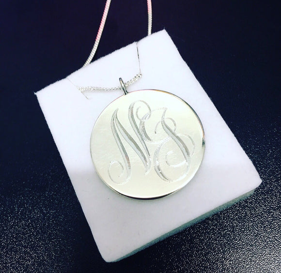 Large 30mm sterling silver disc pendant