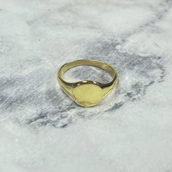 Yellow gold plated sterling silver signet ring