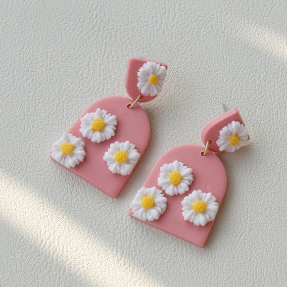 Rural vogue earrings - pink daisy #6