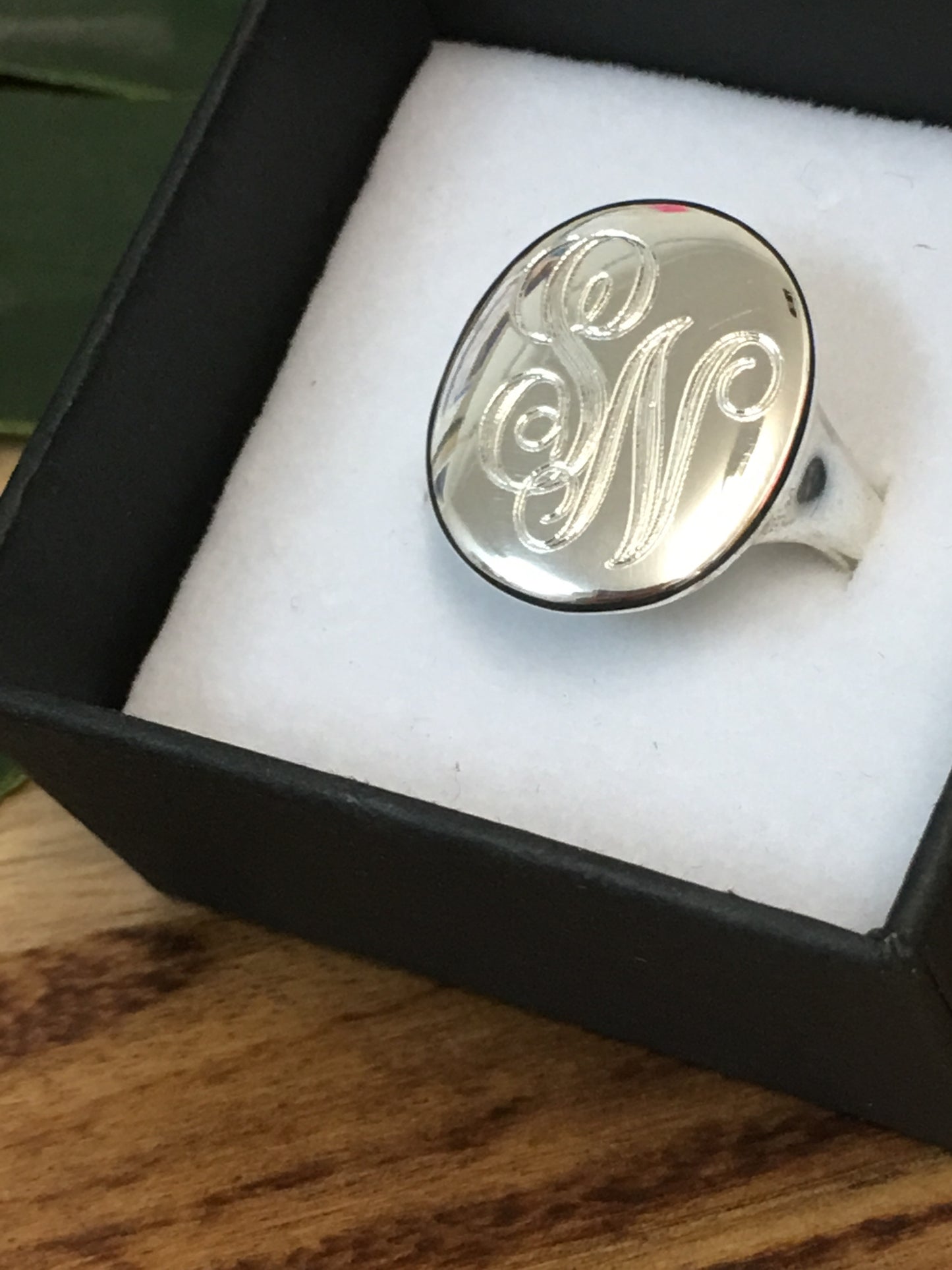 Large oval sterling silver signet ring