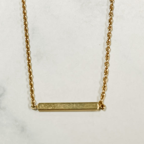 Small rose gold bar pendant