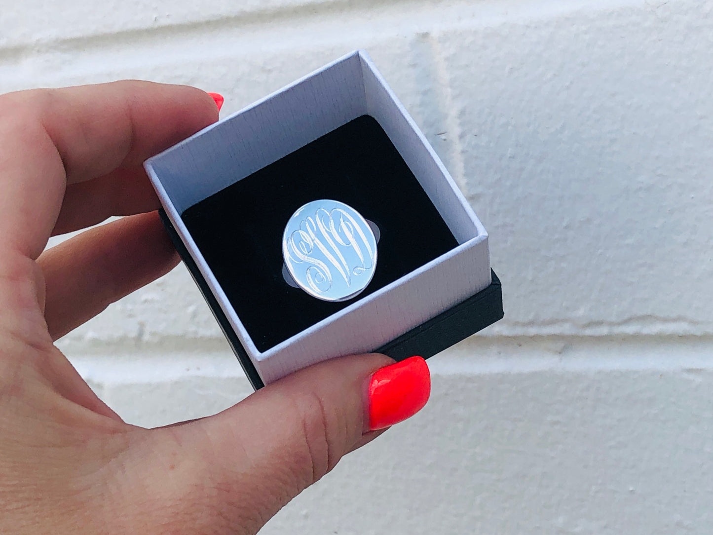 Large oval sterling silver signet ring