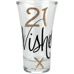 21 Wishes Rose Gold Glitter Shot Glass